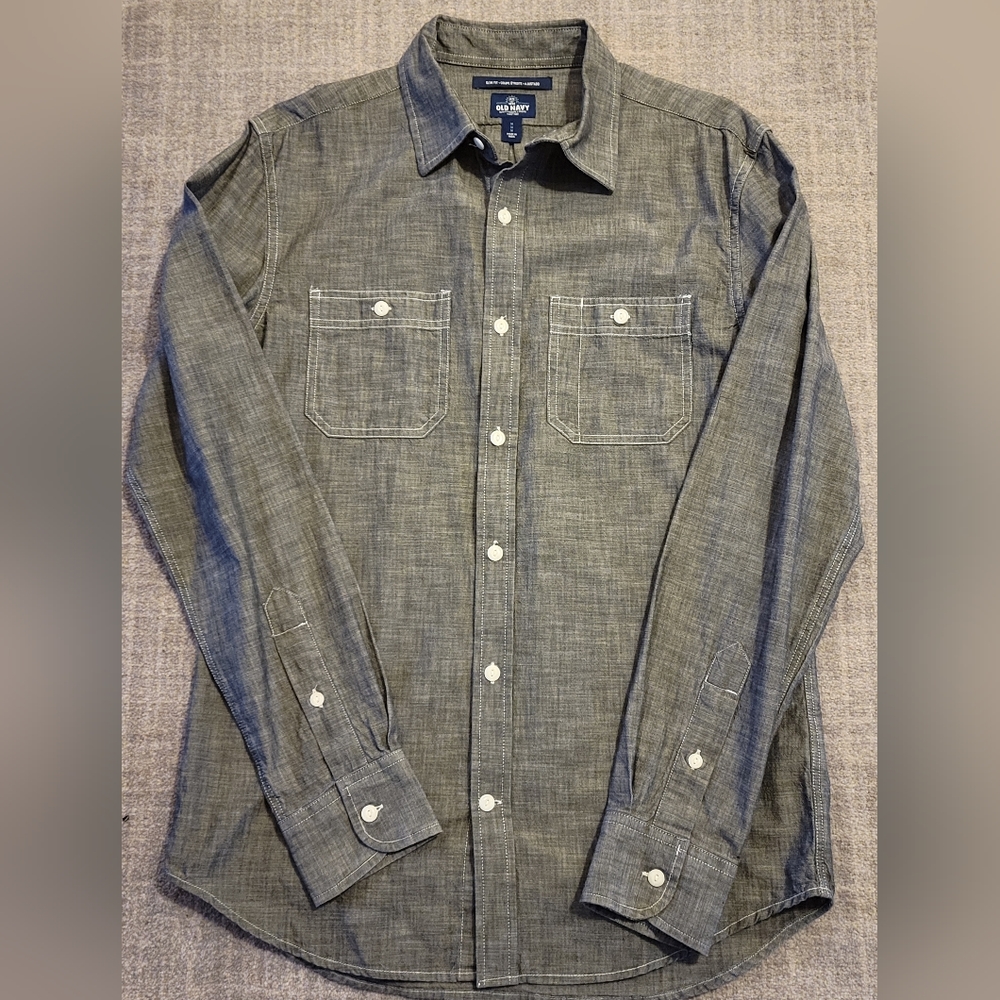 Mens Old Navy, Medium, black heather button down shirt